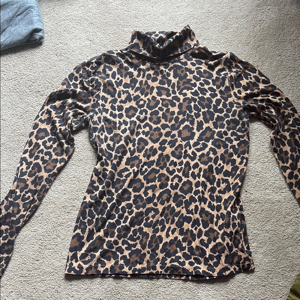 J. Crew Animal Print Turtleneck